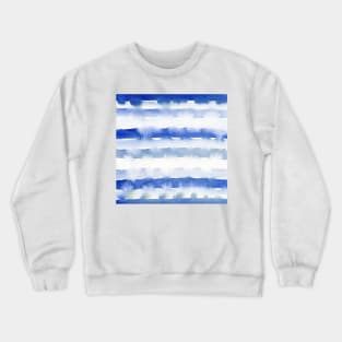 Abstract Watercolor Stripes in Blue Crewneck Sweatshirt